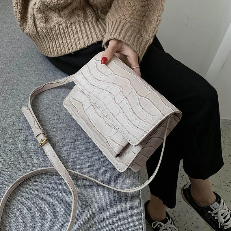 Retro Stone Pattern PU Leather Crossbody Bags For Women 2020 Spring Fashion Shoulder Messenger Bag Lady Travel Purse and Handbag | Багаж и