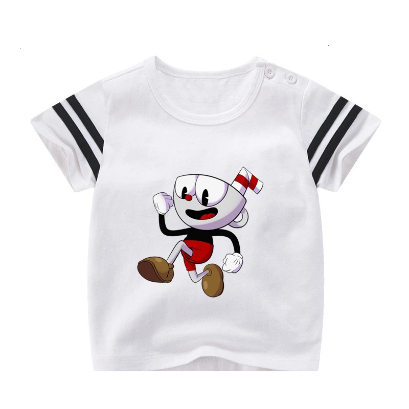 Boys or Girls Cuphead cartoon Kids sport motion T Shirt Children T-shirt Baby Toddler Summe Tops Anime cartoon Tees wholesale - Цвет: as picture