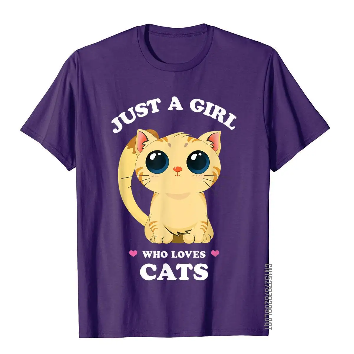 Just a Girl who Loves Cats Funny Spirit Animal Anime Kitten T-Shirt__B8682purple