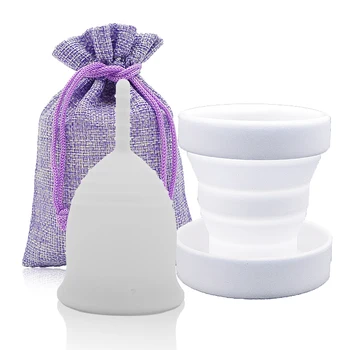 

1Set Reusable Feminine Hygiene Menstrual Cup Lady Cup Medical Grade Silicone Period Cup Women Menstrual Cup With Sterilizer Cup