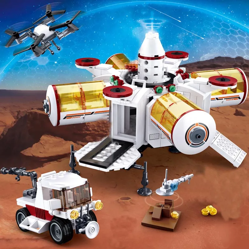 

Space Station Rocket Compatible Legoingly lunar lander Spaceship Space Shuttle Ship Figures Model Building Blocks Bricks toys