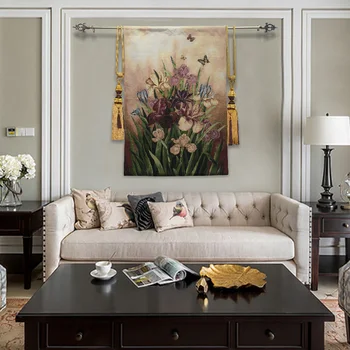 

70*110 Cm Polyester Cotton Wall Blanket Classic Home Decor Floral Pastoral Style Tapestry Machine Washable Bedroom Decoration