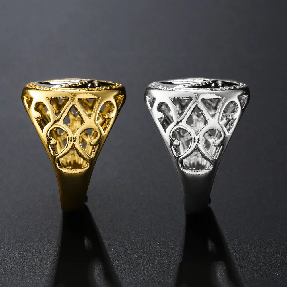 CHENGXUN Vintage Maple Leaves Middle East Arab Muslim Islam Ring For Men Women Retro Allah Punk Antique Gold Ring