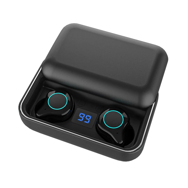 

Bluetooth Headset R6 Sports Charging Bin Tws Bluetooth Headset Digital Display Contact Headphones In-Ear Deep Bass Sound