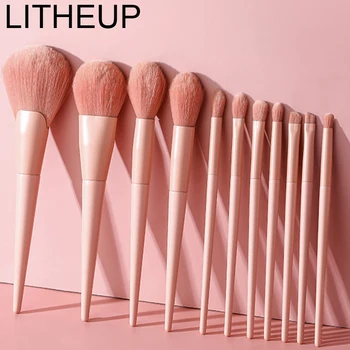 

Litheup 11PCS Makeup Brushes Professional Foundation Eyeliner Concealer Brushes Eyeshadow Cosmetic Soft Pink Makeup Brush Set