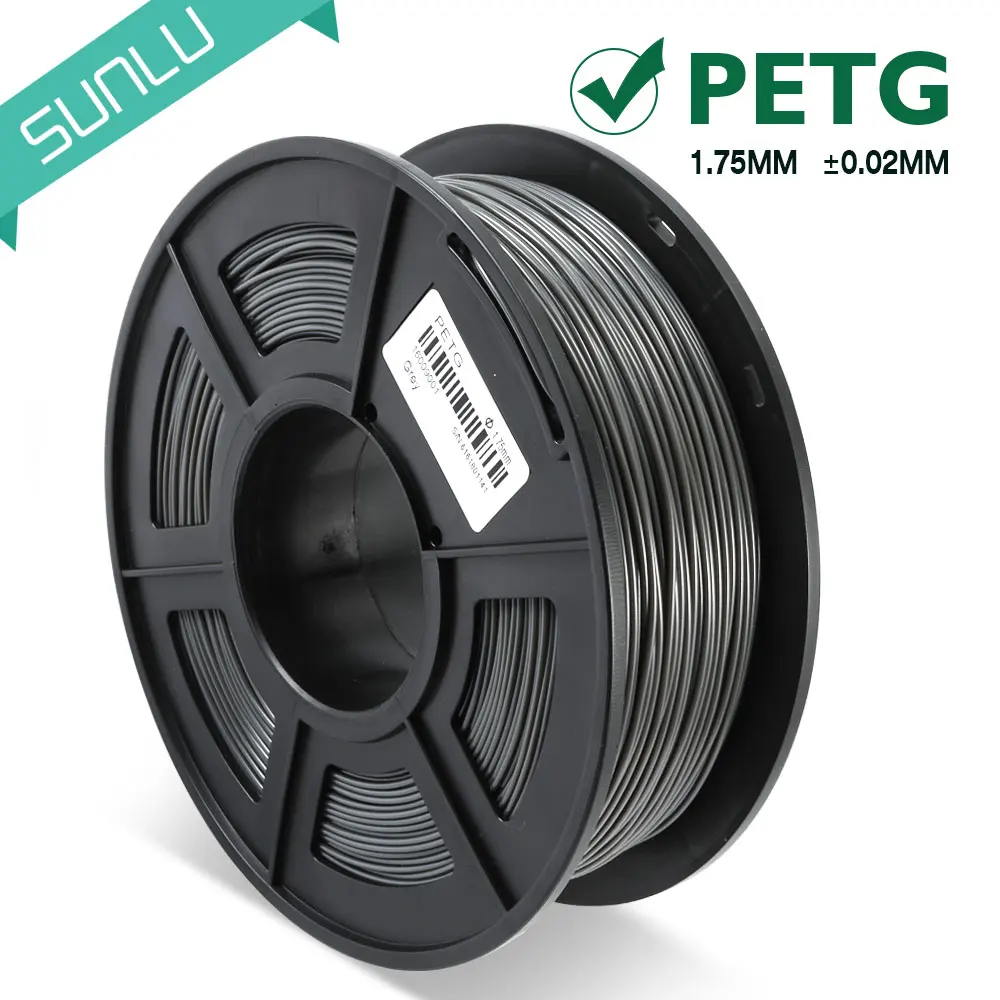 Grey PETG нити 3d принтер 1,75 мм1кг с катушкой без пузырьков PETG 3D нити RoHS Reach сертификат допуска+/-0,02 14 цветов - Цвет: Grey