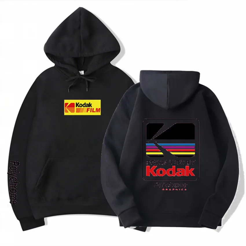 black Японская хип-хоп зимняя флисовая Мужская Толстовка Harajuku kodak куртки мужские женские свитшоты дропшиппинг Новинка горячая Распродажа толстовки - Цвет: black