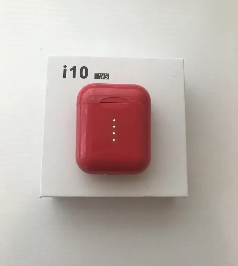Оригинальные 1:1 реплики i10 tws i110s tws сенсорные bluetooth наушники Беспроводная гарнитура супер бас Поддержка беспроводной зарядки для телефона - Цвет: i10 red