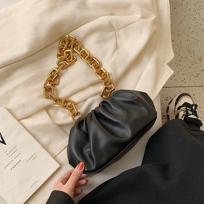 

2019 Winter New Women's Designer Handbag Vintage Chain Shoulder Elegant Female Soft Crossbody Bag Quality Leather Messenger Bag