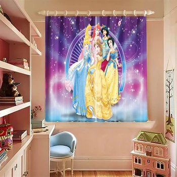 

3d Blackout Curtains Pink Little Princess Anime Pattern Short Curtain for Girls Bedroom Thicken Fabric Kitchen Curtains BE-C004