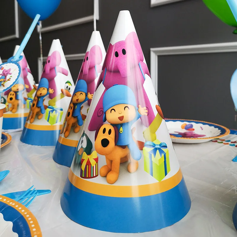 

6pcs/lot Pocoyo Theme Disposable Tableware Set Paper Plate/Cup/Banner/Napkins Kids Birthday Party Children's Day Decor Supplies