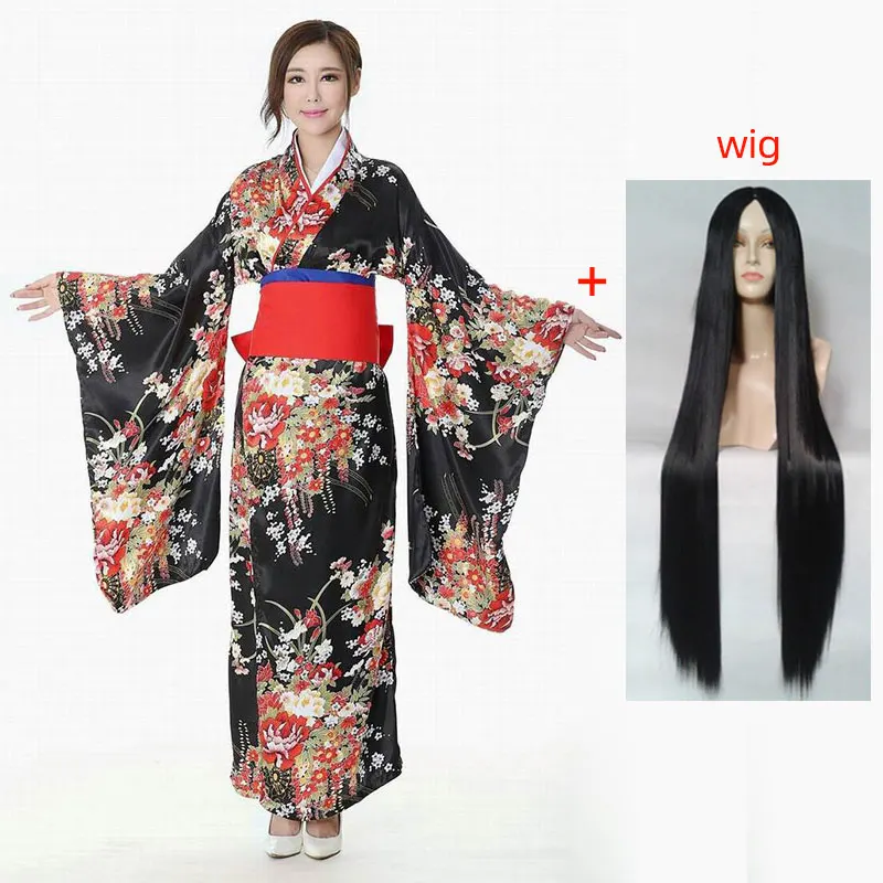 

Adult Novelty Role Playing Flower Skirt Japanese Woman Kimono Dress Retro Dance Costume Hell Girl Anime Cosplay Costume Big Set