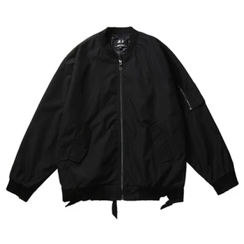 

Parka Men Casual Jackets Fashion Gothic Dark Black Bomber Jacket Man Zip Pockets Clothes Sweater Outerwear Hip Hop DJ Coats