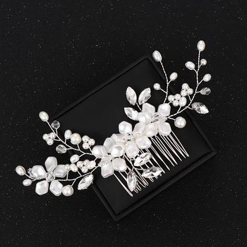 

Trendy Bridal Hair Accessories Women Hairwear Wedding Hair Jewelry Bride Tiara Hair Comb Pearl Hair Accessories White Hair Comb