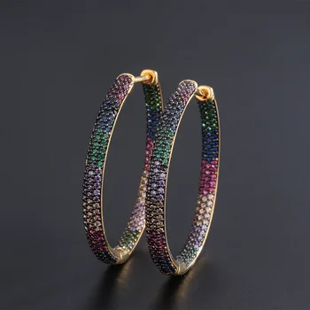 

Luala Sparkling Multicolor Semi Round Hoop Earrings For Women High Quality Luxury CZ Jewelry For Gift Party