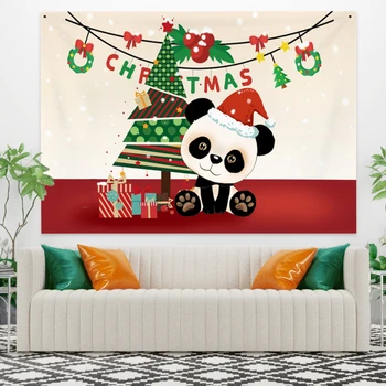 

Cassisy Cute Merry Christmas Panda Tapestry Wall Hanging Tapestry Party Gift Beach Mat Table Cloths Home Art Decor Room Tapestry