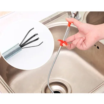 

85cm Pipe Dredging Tool Bendable Flexible Drain Cleaner Sticks Clog Remover Cleaning Tools For Sink Kitchen (Handle Random Color