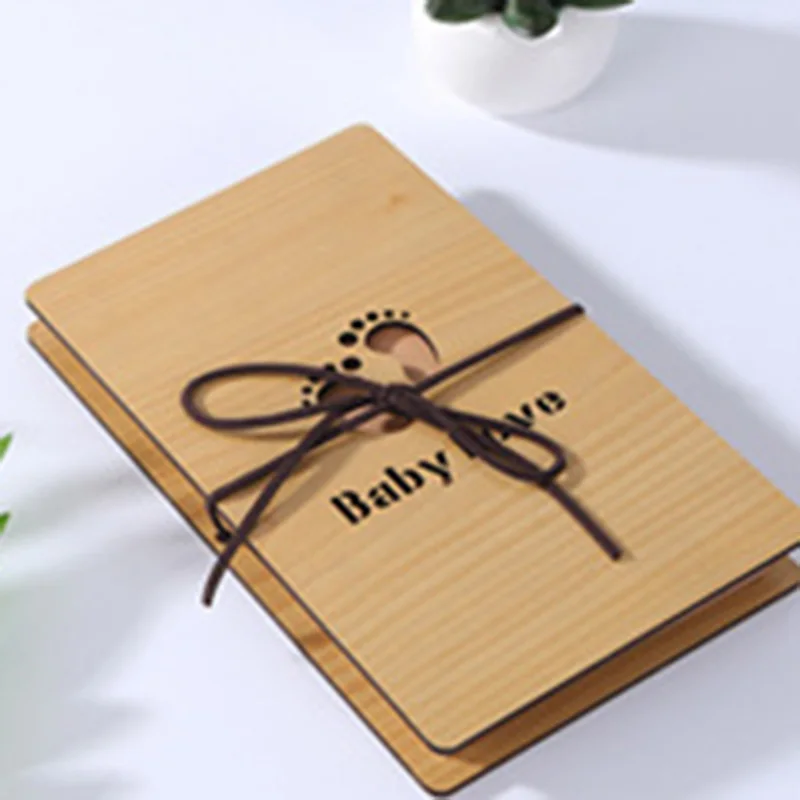 Baby love Деревянный аккордеон стиль семейный фотоальбом DIY памятный подарок альбом для свадьбы пара памяти книга скрапбук чехол для хранения 5 дюймов - Цвет: Baby love