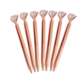 

Ballpoint Pen Big Gem Metal Ball Pen with Large Diamond Black Magic Pens Fashion School Office Supplies 7 in 1