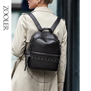 

2020 New ZOOLER Real Cow Leather backpack Girls Backpacks Fashion Tote High Quality Luxury Black Bag Women Brand Bolsas#SC210