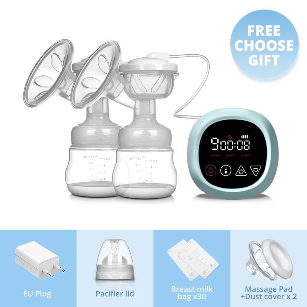 2021 NEW Bilateral Electric Breast Pump Suction Large Automatic Massage Postpartum Milk Maker LCD Touch Screen Control BPA Free double electric breast pump Electric breast pumps