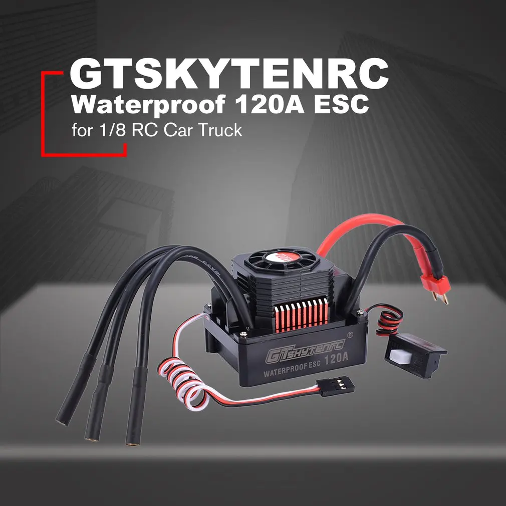 GTSKYTENRC водонепроницаемый 120A ESC электрический регулятор скорости для 1/8 RC автомобиль грузовик 4076 4068 Бесщеточное моторное оборудование - Цвет: KK 120A ESC