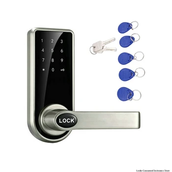 

Smart Touch Screen Electronic Door Lock Password, 4 Cards, 2 Keys, Digital Code ID Card Keyless Latch Bolt Lock
