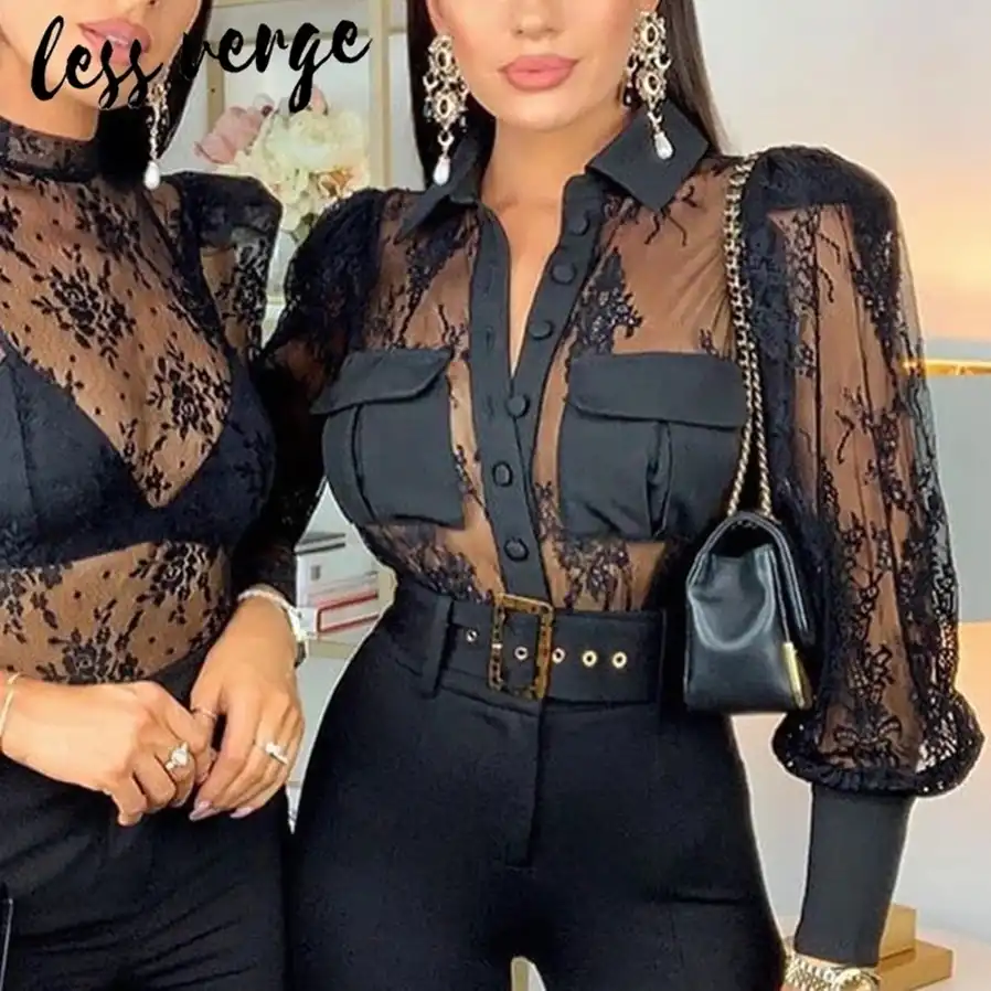 transparent lace shirt
