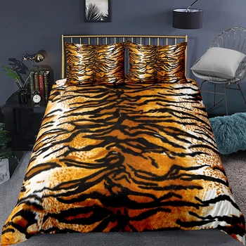 

Lepoard Animals Skin Bed Linen Set Full Queen King Double Single Custom Boy Home Winter Duvet Cover Set Microfiber Soft Bedding