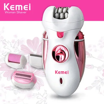 

Kemei KM-2530 4 in 1 Rechargeable Multifunctional Women Shaver Electric Epilator Hair Removal Foot Care Tool With Charging Lamp