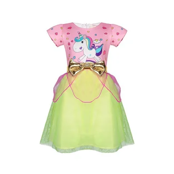 

Girls Unicorn Dress Birthday Dresses for Kids Children's Clothing Christmas Dress for Girls Vestidos Kids Short Sleeve Clothes