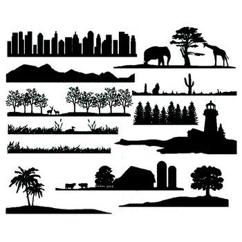 

Landscape Silhouettes Clear Stamps For DIY Scrapbooking Handcraft Paper Cards Transparent Stempels Silicone Seal New 2020 Stamp