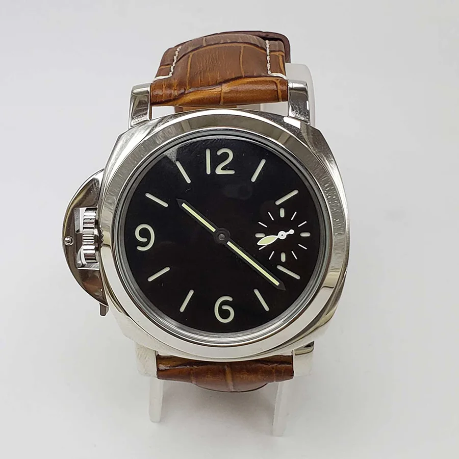 

Manual winding watch men mechanical watch Luminous waterproof Leather stainless steel 44MM NH96
