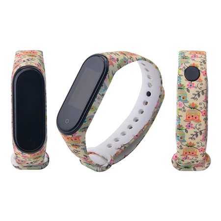 owl Mi band 3 4 ремешок Камуфляжный силиконовый универсальный ремешок для Xiaomi mi Band 4 3 band 4 Band 3 браслет с мультяшным принтом из ТПУ - Цвет: owl