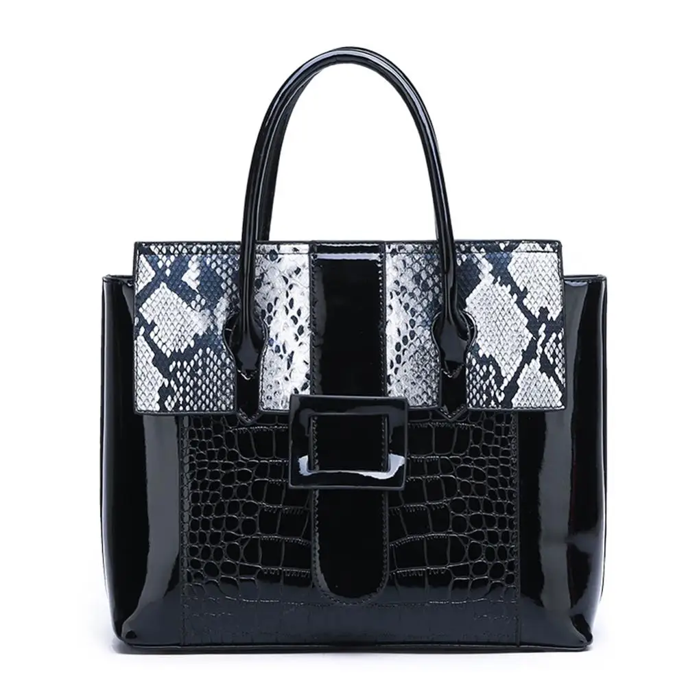

Ladies Shoulder Handbag PU Leather Snake Top-handle Bag for Women Large Shopping Tote Sac A Dos Bolsas Feminina Mujer Sac A Main