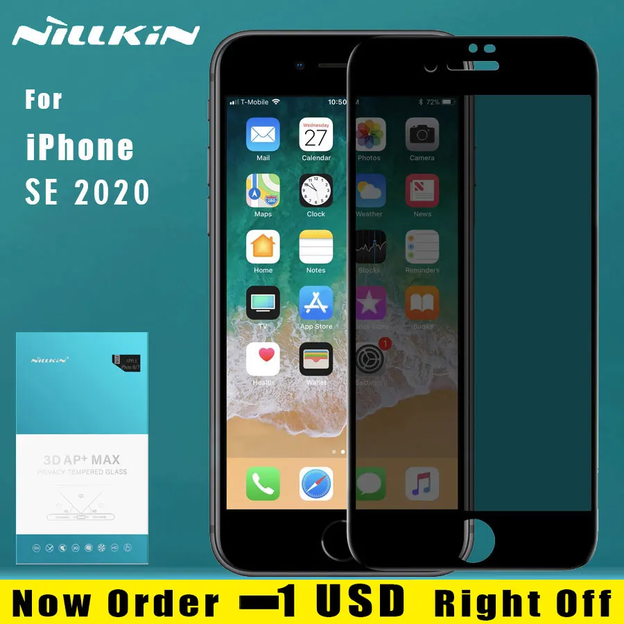 Nillkin 3D AP+MAX Full Cover Glass for Apple iPhone SE 2020 Glass Full Cover Tempered Glass for