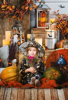 

Autumn Fall Halloween Bat Background Brown Wood Pumpkin Baby Child Portrait Photography Backdrop For Photo Studio Photocall