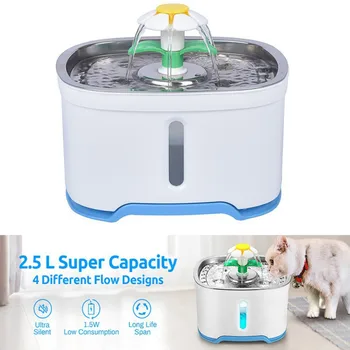 

Pet Stainless Steel Double Nozzle Automatic Pet Drinking Water Dispenser LED Smart Drinking Water Circulation Feeder