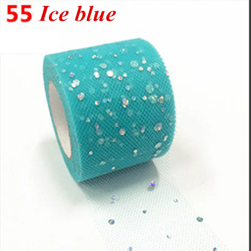 Ice-blue 25 ярдов 5 см блестки тюль рулон катушка юбка пачка ткань свадебная отделка органзы лазерные поделки день рождения поставки - Цвет: Ice-blue