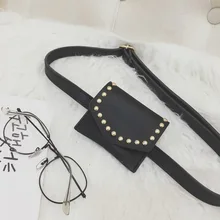 Детская маленькая поясная сумка для малышей, сумка на ремне, кошелек для девочек из искусственной кожи с заклепками, поясная сумка, однотонная мини сумка на бедрах, 6 цветов