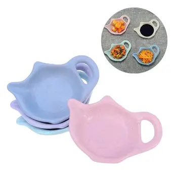 

4pcs Wheat Straw Sauce Dishes Set Teapot Shape Seasoning Dish Salad Dressing Saucer
