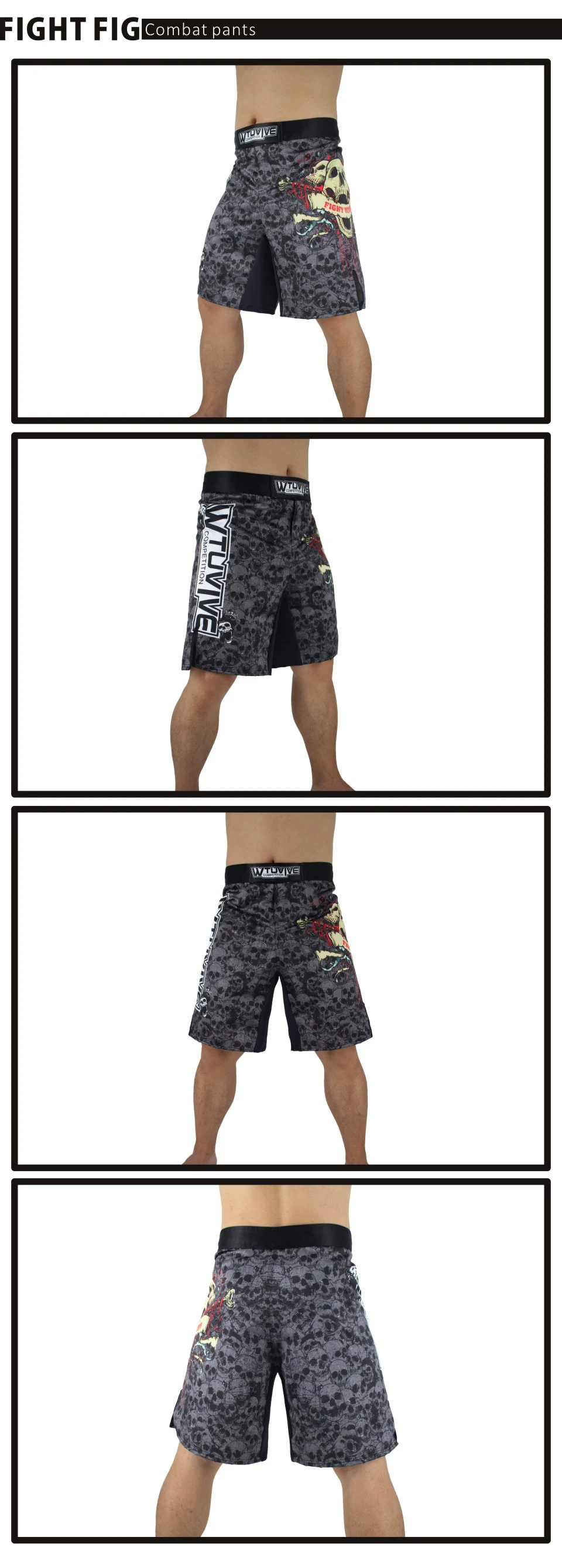 Черный череп мужской бокс, кикбоксинг шорты Fightwear MMA kick Boxing Fight trunks Топ черный тигр Муай Тай одежда для бокса