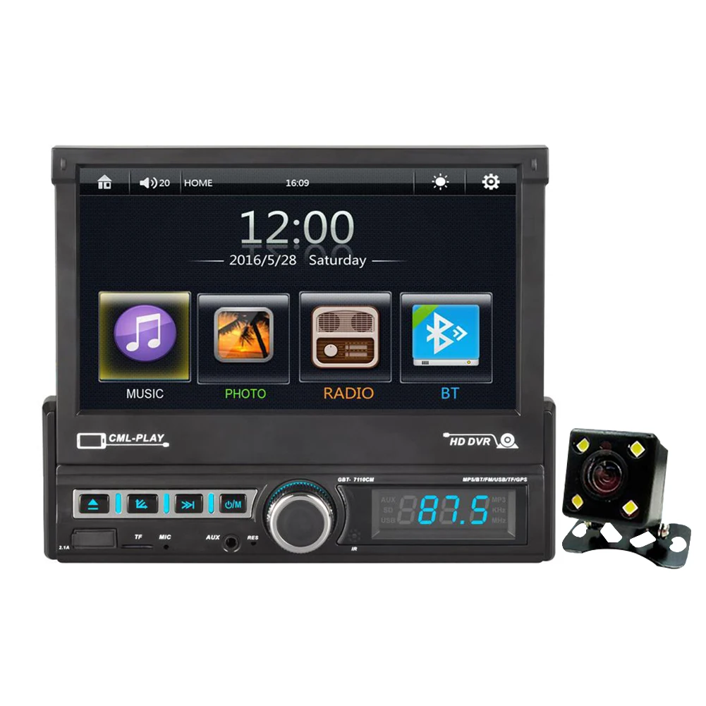 

1 DIN 7inch Hands Free With Parking Camera Rear View Electronic Radio Universal Car MP5 Player USB Touch Screen Auto Capacitive