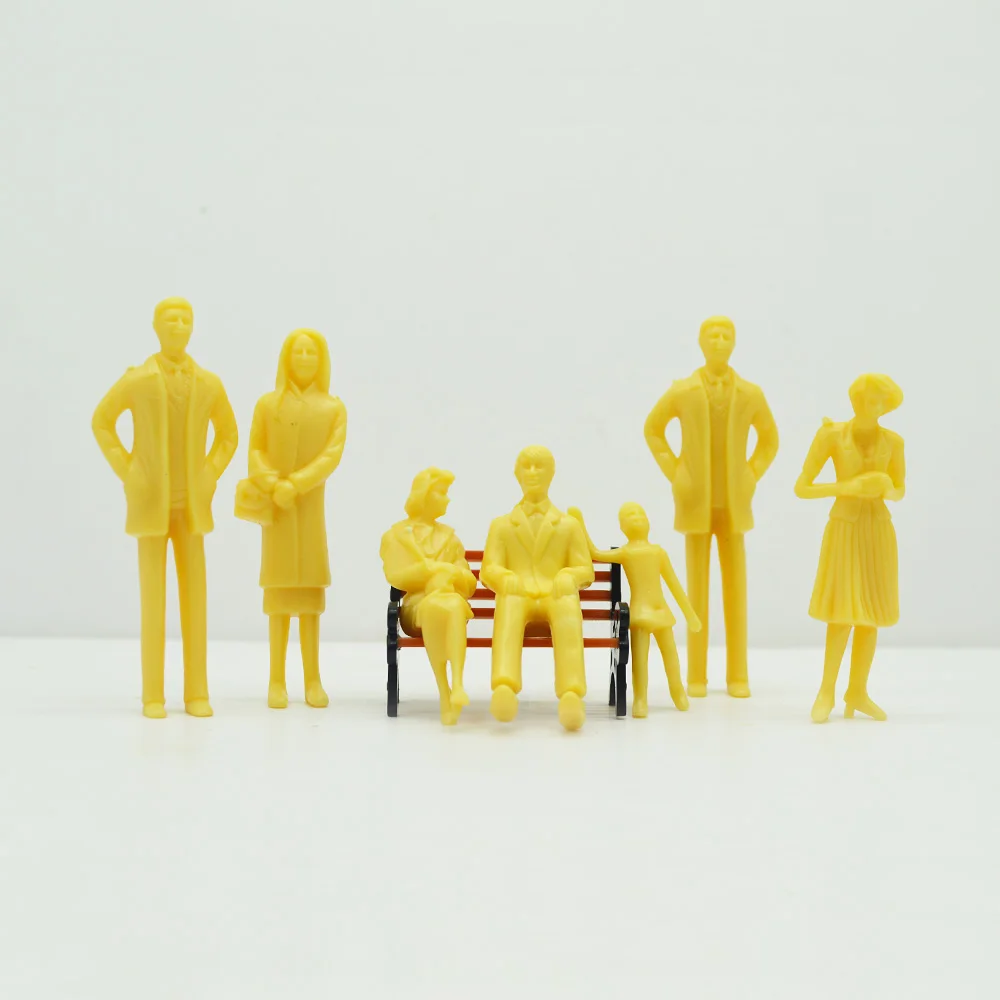 

100pcs 1/30 model ivory yellow color figures toys miniature architecture unpainted people for diorama building scenery making