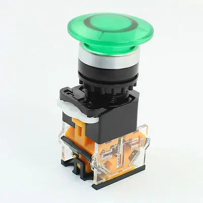 

Green Mushroom Head 4-Terminals DPST Latching Button Switch 400V 10A