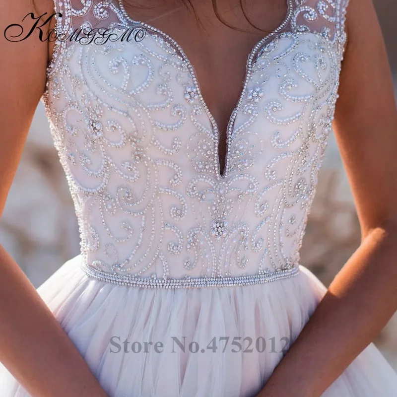 Элегантное Свадебное бальное платье с бусинами и складками vestidos De Novia Новое поступление свадебное платье без рукавов с v-образным вырезом