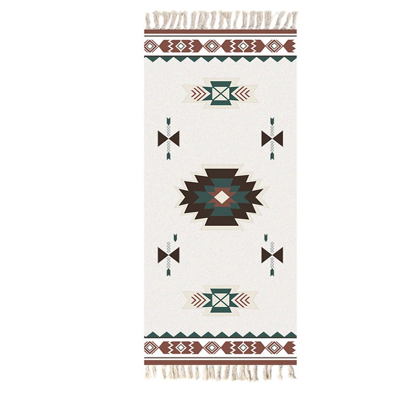 4 Cotton Hand Knitted Bedside Carpet Vintage Rug Bedroom Living Room Carpets Geometric Indian Mat Bohemian Modern Door Mat - Цвет: 4