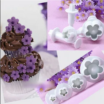 

4Pcs/Set Cake Tools Plum Flower Plunger Decorating Fondant Mold Cutter Sugarcraft Cake Suger Silica Gel Tools Decorating Tools