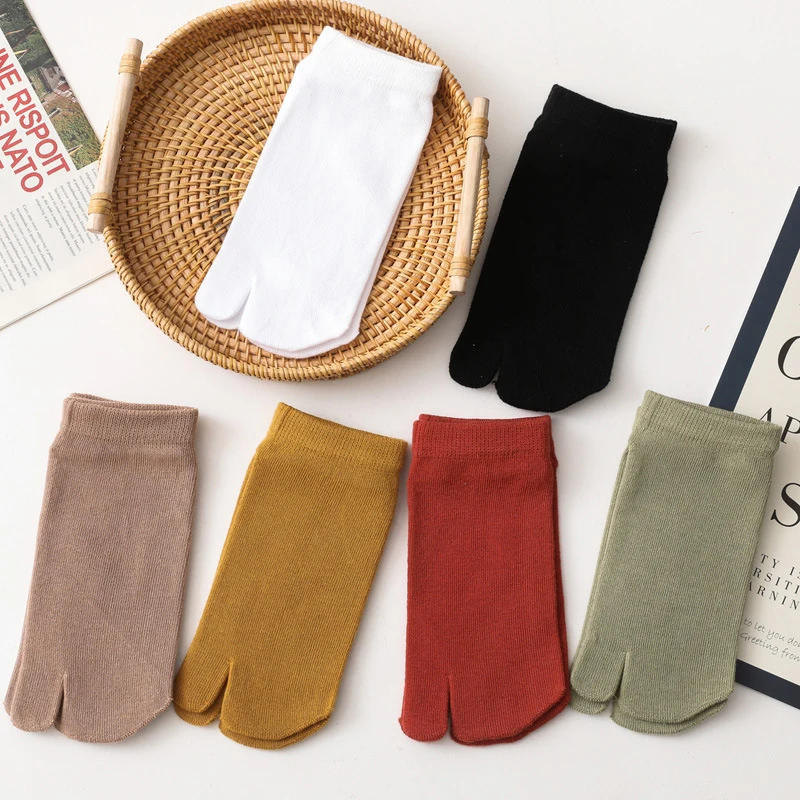 6 Kleuren Unisex Twee Teen Sokken Effen Kleur Kousen Split Tabi Sokken Mode Japanse Klompen Sokken Sandaal Flip Flop