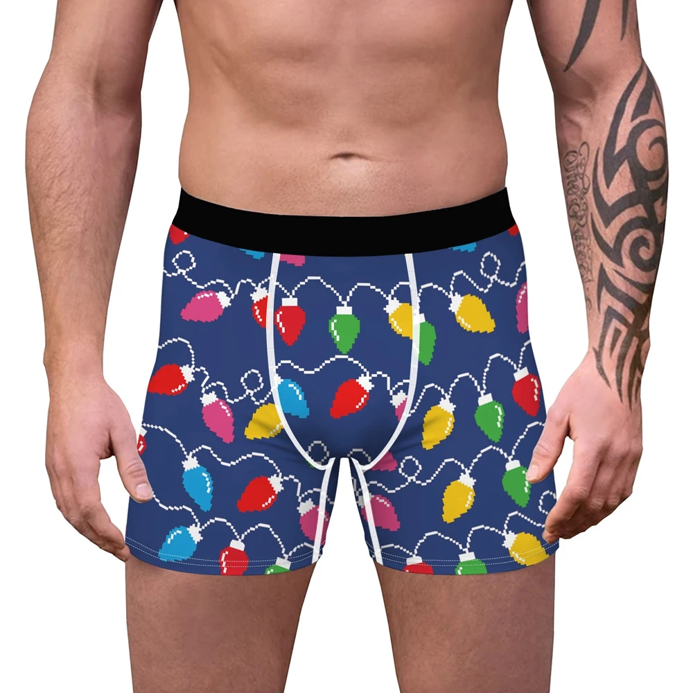 mens designer boxers sale OneLineFox Christmas Mens Underwear Boxer Spandex Homme Print 3D Boxershorts Boxers Panties Male Underpants Plus Size sexy male underwear